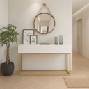 Ver imagem 3 de Aparador Buffet com 2 Gavetas Branco com Dourado para Hall de Entrada 110cm