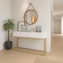Ver imagem 2 de Aparador Buffet com 2 Gavetas Branco com Dourado para Hall de Entrada 110cm