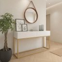 Ver imagem 1 de Aparador Buffet com 2 Gavetas Branco com Dourado para Hall de Entrada 110cm