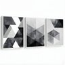 Kit 3 Quadros Abstrato Moderno Preto Cinza Moldura:branca - 7
