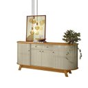 Ver imagem 4 de Conjunto Buffet Mônaco Cristaleira Moss com Porta em MDF Curvo em LED Cumaru/Opala