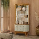 Ver imagem 7 de Conjunto Buffet Mônaco Cristaleira Moss com Porta em MDF Curvo em LED Cumaru/Opala
