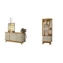 Ver imagem 2 de Conjunto Buffet Mônaco Cristaleira Moss com Porta em MDF Curvo em LED Cumaru/Opala