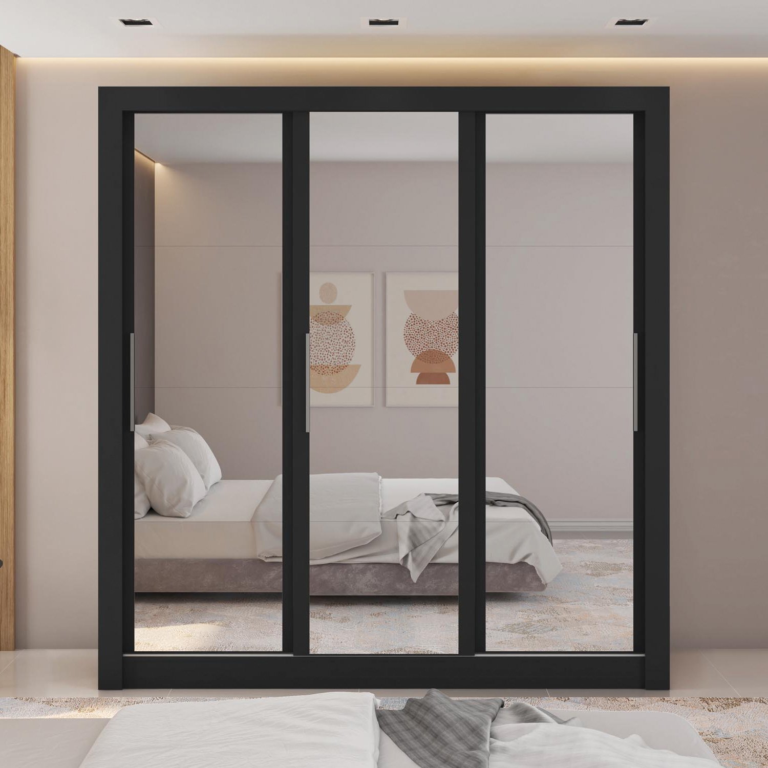 Guarda Roupa Casal 3 Portas com Espelhos e 2 Gavetas Quito - 10