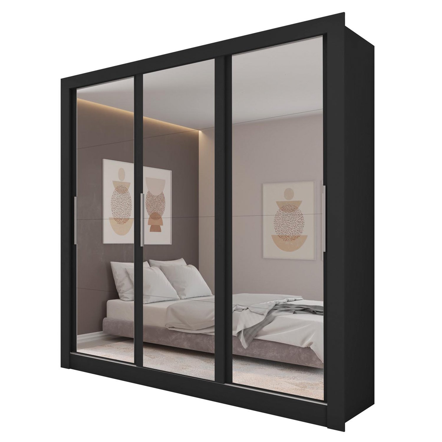 Guarda Roupa Casal 3 Portas com Espelhos e 2 Gavetas Quito - 3