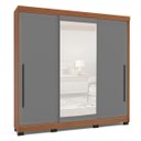 Ver imagem 2 de Roupeiro Valência 3 Portas Correr com Espelho 217x213cm Freijó/Cinza 240854