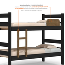 Ver imagem 5 de Beliche Solteiro com Escada e Proteção Antiquedas 100% MDF Prisma Preto/Jequitibá