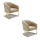 Ver imagem 1 de Kit 02 Poltronas Stella Suede Marrom Rato Base Industrial Dourada - D’Rossi