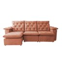 Ver imagem 6 de Sofá Retrátil 2.10m Modelo com Encosto Reclinável e Estofado Macio em Suede Aveludado Europa Laranja