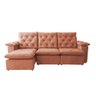 Sofá Retrátil 2.10m Modelo com Encosto Reclinável e Estofado Macio em Suede Aveludado Europa Laranja - 6