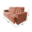 Ver imagem 3 de Sofá Retrátil 2.10m Modelo com Encosto Reclinável e Estofado Macio em Suede Aveludado Europa Laranja