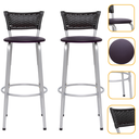 Ver imagem 1 de Kit 2 Banquetas Alta Banco para Balcão Junco Preto Àrea Gourmet Ilha Bancada bares Churrasqueira