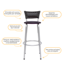 Ver imagem 4 de Kit 2 Banquetas Alta Banco para Balcão Junco Preto Àrea Gourmet Ilha Bancada bares Churrasqueira