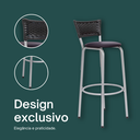 Ver imagem 4 de Kit 2 Banquetas Alta Banco para Balcão Junco Preto Àrea Gourmet Ilha Bancada bares Churrasqueira