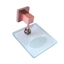 Saboneteira Quadrus Rose com Vidro Incolor - 1