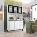 Ver imagem 1 de Cozinha Compacta em Aço 120cm 6 Portas 3 de Vidro 2 Gavetas Pratika Itatiaia