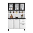 Ver imagem 2 de Cozinha Compacta em Aço 6 Portas 2 Gavetas com Bancada e Vidro 120cm Pratika Itatiaia Branco/Preto