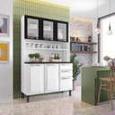 Ver imagem 1 de Cozinha Compacta em Aço 6 Portas 2 Gavetas com Bancada e Vidro 120cm Pratika Itatiaia Branco/Preto
