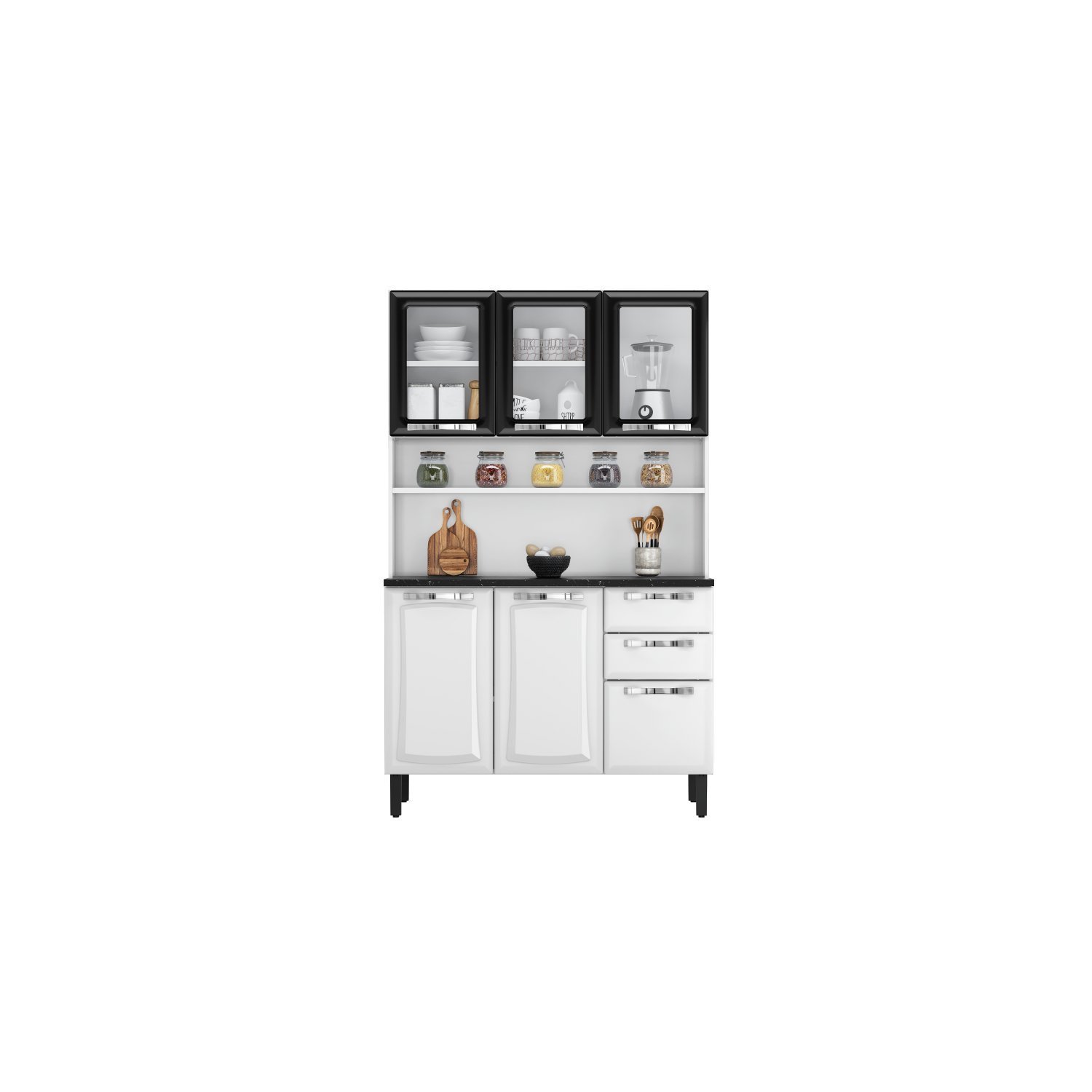 Cozinha Compacta em Aço 120cm 6 Portas 3 de Vidro 2 Gavetas Pratika Itatiaia - 2