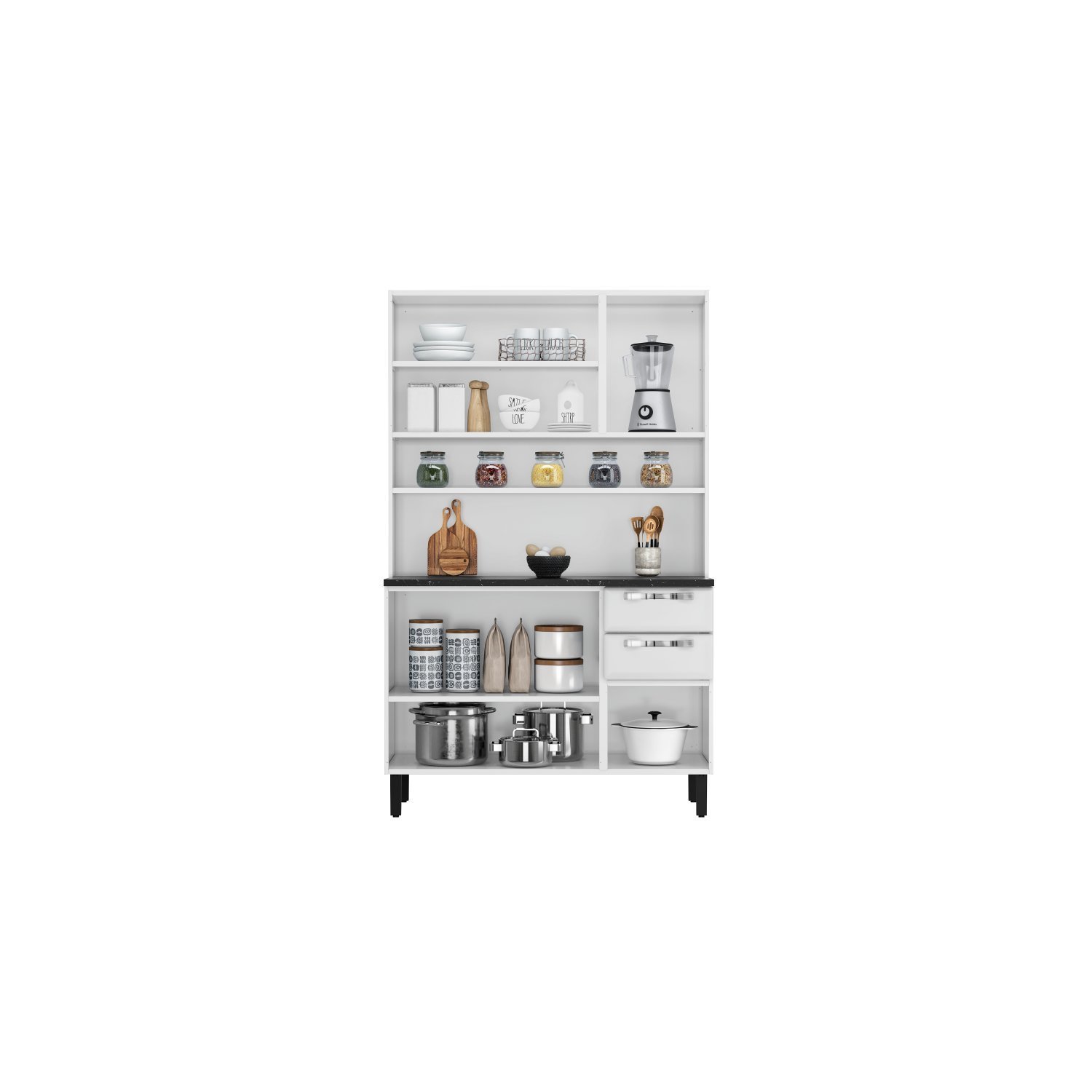 Cozinha Compacta em Aço 120cm 6 Portas 3 de Vidro 2 Gavetas Pratika Itatiaia - 4