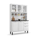 Ver imagem 2 de Cozinha Compacta em Aço 6 Portas 2 Gavetas com Bancada e Vidro 196 x 120cm Pratika Itatiaia Branco
