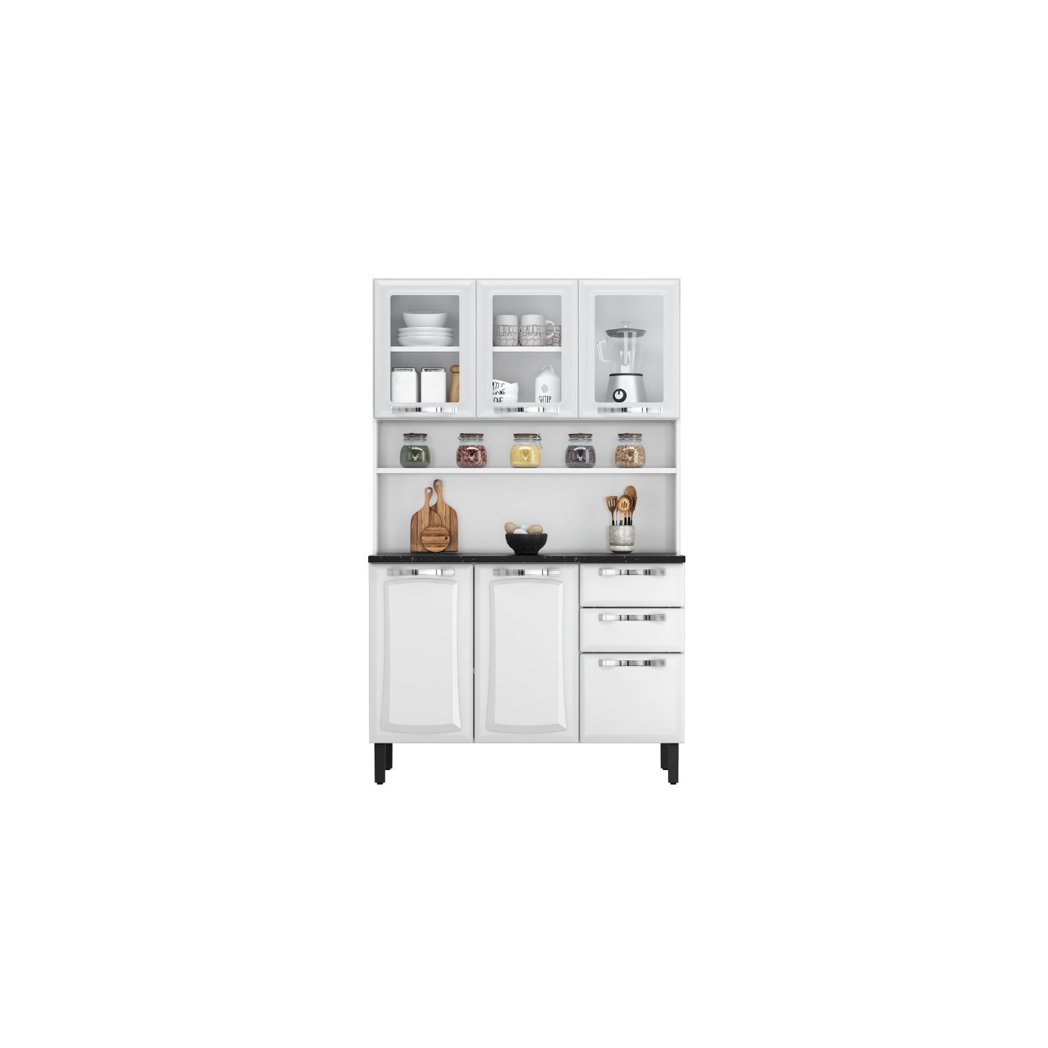 Cozinha Compacta em Aço 120cm 6 Portas 3 de Vidro 2 Gavetas Pratika Itatiaia - 2