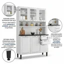 Ver imagem 5 de Cozinha Compacta em Aço 6 Portas 2 Gavetas com Bancada e Vidro 196 x 120cm Pratika Itatiaia Branco