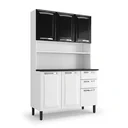 Ver imagem 2 de Cozinha Compacta em Aço com Bancada 6 Portas 2 Gavetas 196 x 120cm Pratika Itatiaia Branco/Preto