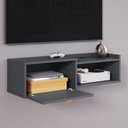 Ver imagem 3 de Rack Suspenso Pequeno Tv Smart 32" Bancada 1 Porta Puxador Concha Nicho Decoração Sala Quarto Retrô