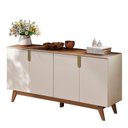 Ver imagem 2 de Balcão Buffet 4 Portas Pés em MDF Recife Bege/Off White/Amêndoa