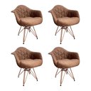 Ver imagem 1 de Kit 4 Poltronas Jantar Eames Eiffel Estofadas Caramelo Base Cobre