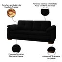 Ver imagem 3 de Sofá Decorativo Sala de Estar Marselha Fixo 2 Lugares 175cm Couro Preto - Mozzelar