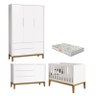 Quarto de Bebê 3 Portas New Classic Branco com Pés Madeira e Colchão Gazin – Reller - 1