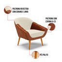 Ver imagem 3 de Poltrona Sala de Estar Pé Palito Castanho Kit 2 Giovana Nozes/linho Bege D01 - D'rossi Dclasse