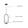 Lustre Pendente Arco Preto Bola Globo Esfera Opaco Leitoso Cabeceira Cozinha Ilha Escritório Inl94 - 7
