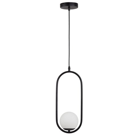 Lustre Pendente Arco Preto Bola Globo Esfera Opaco Leitoso Cabeceira Cozinha Ilha Escritório Inl94