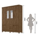 Ver imagem 2 de Kit Guarda Roupa Casal com Espelho Ms 912 + Cômoda Ms 913 Castanho Wood - Moval