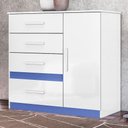 Ver imagem 2 de Cômoda Sapateira Vênus 1 Porta e 4 Gavetas Branco-Azul - Moval Branco-Azul