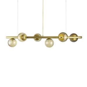 Lustre Pendente Figo Ouro - 6 Globos Esfera de Vidro Âmbar - 6-2620-14-am