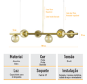 Ver imagem 6 de Lustre Pendente Figo Ouro - 6 Globos Esfera de Vidro Âmbar - 6-2620-14-am