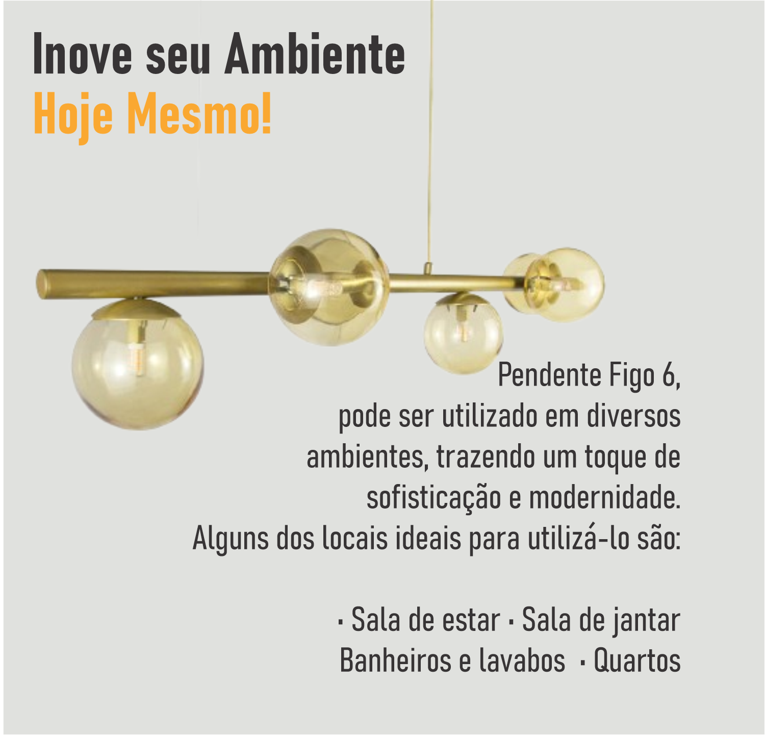 Lustre Pendente Figo Ouro - 6 Globos Esfera de Vidro Âmbar - 6-2620-14-am - 8