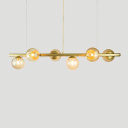Lustre Pendente Figo Ouro - 6 Globos Esfera de Vidro Âmbar - 6-2620-14-am - 2
