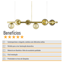 Ver imagem 7 de Lustre Pendente Figo Ouro - 6 Globos Esfera de Vidro Âmbar - 6-2620-14-am