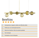 Ver imagem 7 de Lustre Pendente Figo Ouro - 6 Globos Esfera de Vidro Âmbar - 6-2620-14-am