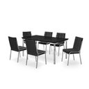 Ver imagem 2 de Conjunto Sala de Jantar Mesa Iza New Tampo MDF/Vidro 6 Cadeiras Natani New Yescasa Preto/Cromado