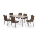 Ver imagem 2 de Conjunto Sala de Jantar Mesa Iza New Tampo MDF/Vidro 6 Cadeiras Natani New Yescasa Marrom/Cromado