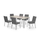 Ver imagem 2 de Conjunto Sala de Jantar Mesa Iza New Tampo MDF/Vidro 6 Cadeiras Natani New Yescasa Cinza/Cromado