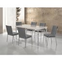 Ver imagem 1 de Conjunto Sala de Jantar Mesa Iza New Tampo MDF/Vidro 6 Cadeiras Natani New Yescasa Cinza/Cromado