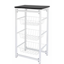 Ver imagem 1 de Fruteira de Chão Cozinha Metal/madeira com Suporte 3 Cestos Branco com Preto