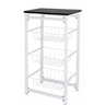 Fruteira de Chão Cozinha Metal/madeira com Suporte 3 Cestos Branco com Preto - 1